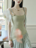 Picking Up Cui Yu Tianxian Vacation Wind Knitting Mesh In The Long-Sling Dress Woman