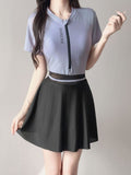 Swimsuit Fashion Sports Increase Students Breast Cover Thin Swimsuit Conservative Bubble Hot Spring Skirt Swimsuit