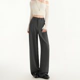 High-Grade Gray Suit Pants Women's Spring And Summer Hanging Pants 2025 New Small Straight Trousers Narrow Version Of Broad-Legged Trousers
