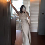 Korean Chic Summer French Temperament Vintage Elegant Small Sexy Slimming Bubble Bubble Sleeve Dress Woman
