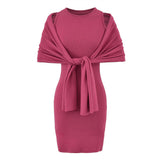 Pure Desire Sister Style High-End Temperament Suit Sleeveless Collar Vest Dress Women's Summer Shawl Dress Two Sets