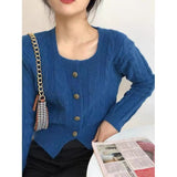 Small Fragrant Temperament Square Knitted Shirt Women Autumn And Winter Single Buckle Sweater Thin Coat Women's Short Coat