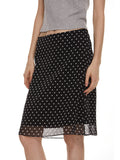 ST French Romantic Retro High-End Temperament Elegant Thin Permeable Point Print Double Body Skirt Woman