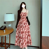 Large-Size French Floral Sling Dress Outside The Hoodie Blouse Hoodie Blouse MM Thin Dress Woman 2025 New Summer Dress