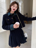 Small Fragrant Wind Thick Cotton Fashion Suit Women 2025 Winter New Wool Jacket + 100 Fold Skirt Two Sets Of Tide