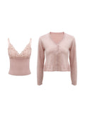 Beautiful Wife Dress Up On The Top Of The New Knitted Cardigan Autumn And Winter Lace Inside The Top Woman
