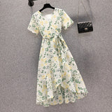 2026 Summer New Large-Size Fat Sister Super Fairy Temperament Thin Fashionable Belt With Broken Flower Dress