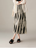 2026 Spring New Fashion High-Waist Thin Three House Folds Print A-Word Skirt Women Loose Waist