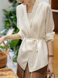 Leisure Heavy Mulberry Silk Loose Waist Thin Design Design Suit Woman
