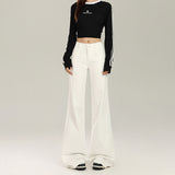 White Non-Legged Trumpet Trousers Drag Low-Rise Jeans Female Hot Leg Trousers