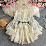 Apricot Sweet Dress Woman 2025 Spring And Autumn New French Style With Small Man Temperament Doll Bottom Skirt