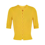 Korean Temperament Sleeve Knitted Cardigan Blouse Spring And Summer New Round-Neck Foundation Bottoming Shirt Short-Sleeved T-Shirt Girl