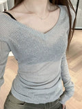 Pure Desire Low-Collar Micro-Permeable Sunscreen Hooded Women's Spring And Summer New High-End Sense V-Neck Knitted T-Shirt Thin Top Repair
