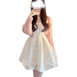 Gentle Wind White Pearl Hanging Dress French Niche Sweet Temperament First Love Fairy Princess Dress