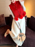 [Flower Skirt] Three-Dimensional Fluffy Fluffy Wool Rabbit Hairwood Ear Cocoon Knitted Skirt Autumn Winter Half Skirt