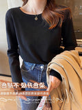 White Knitted Women's Spring And Autumn Bottoming Suit With A New Thin Top In The Early Autumn Of 2025 Autumn And Winter Sweater