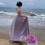 Diamond Chiffon + Ribut + Retro Sling Dress Summer Court Temperament Daily Can Wear Light Luxury Mesh Dress Woman