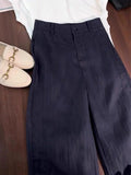 2025 New High-Waisted Straight-Fitting Relaxed Leisure Thin Blue Linen Ice Broad Leg Pants Women's Summer Thin