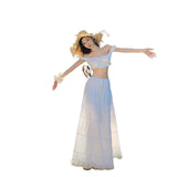 Seaside Holiday Style Super Fairy Sexy Suit Woman 2025 Summer New Ultra-Short Top Swing Skirt Two-Piece