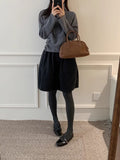 Retro Hairy A Version Of The Women's Autumn And Winter New Korean Minimalist Pressure Folds Thin Long Skirt