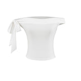 Zhao Luth's Same Red One-Word Shoulder Bow T-Shirt Girl Summer Sexy Hot Girl Short Repair Body