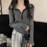 Sensing Color Half Zippered Sweater Women's Autumn And Winter Dongguan Dalang Bottom Slim Slim Thin Knitted Shirt Top Women's Clothing