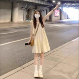 2026 New Small Slingless Hanging Neck Dress Women's Summer Seaside Holiday Fairy Beach Dress