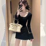 Early Autumn Gentle Rich Man To Wear Important Occasions Light Luxury High Sense Of Big Look Small Fragrant Black Dress