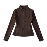 Lulu Thickened Stormcoat Inside The Gallbladder Velvet Coat Female Yoga Coat Blouse Body Waist Movement Plus Velvet New