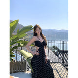Summer Flower 2026 New Temperament Loose Thin French Wave Point Long Hollow Pressure Folded Neck Dress Woman