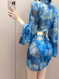 Wow, Special Bolis 7080 Bikini Four-Piece Swimsuit Women Split Long Sleeve Cover Skinny Swimsuit