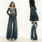 Vintage Lazy Wind New Water Wash-And-Hanging Jeans Women Autumn High-Rise Show Thin Leg Trousers Trousers