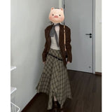 Korean In The Autumn And Winter Of 2025 Wearing A Three-Piece Suit Jacket + Bottom Top + Check-Fitting Skirt Super-Class