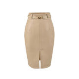 Korean Version Of The Famous Sexy Temperament Pu Skin Repair Kite Half Skirt In Front Of The Fork Half Skirt Lightly Fashionable Thin Midskirt