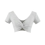 Hottie Sexy V-Neck Umbilly T-Shirt Lady Jazz Dance Sweet Spicy Tight Dance Blouse Short Sleeve T-Shirt