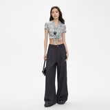 2026 Autumn Languid Wind Wide Leg Pants Women Loose Fall Feeling Folding Casual Straight Trousers Women