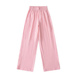 Lulu With The Same Flower Crotch Waist High-Waisted Yoga Pants Casual Loose Thin Slacks Retro Broad Leg Trousers