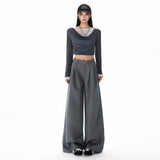 2026 Autumn New Wide-Legged Trousers Women's Loose Folding Casual Casual Pure Color Straight-Tight Trousers Women Thick